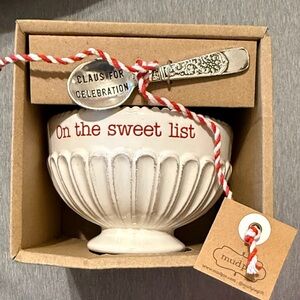 Mud Pie Cream Bowl with Silver Spoon